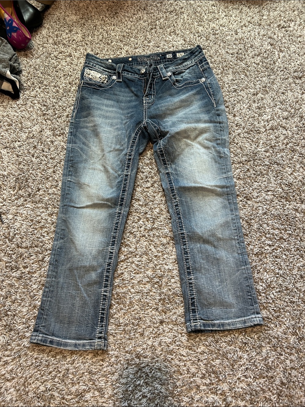 Miss Me Light Blue Faded Capris